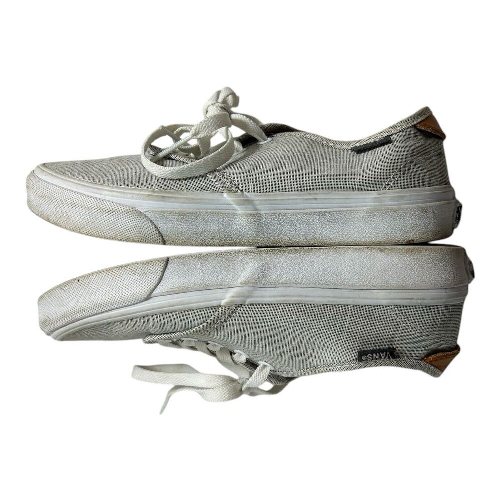 Vans Low Top Canvas Sneakers Gray Linen Look Women’s Size 7 Lace Up - Picture 8 of 11